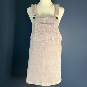 SO Corduroy mini jumper has painter overall strap buckles in light lavender/gray